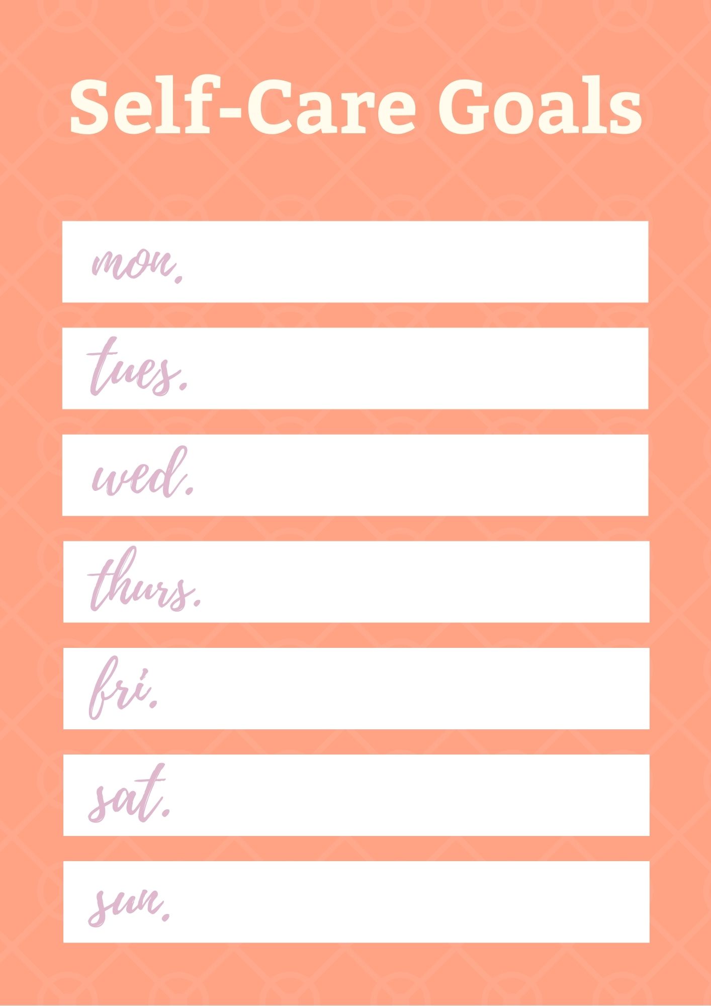 Self-Care Goal Schedule